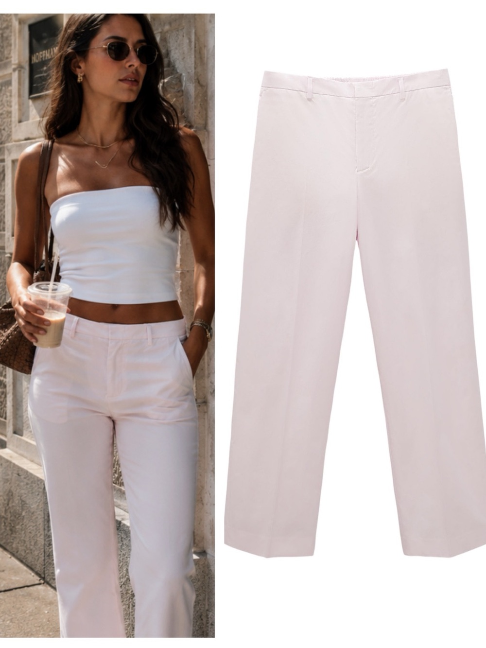 ZARA wide fit poplin pants